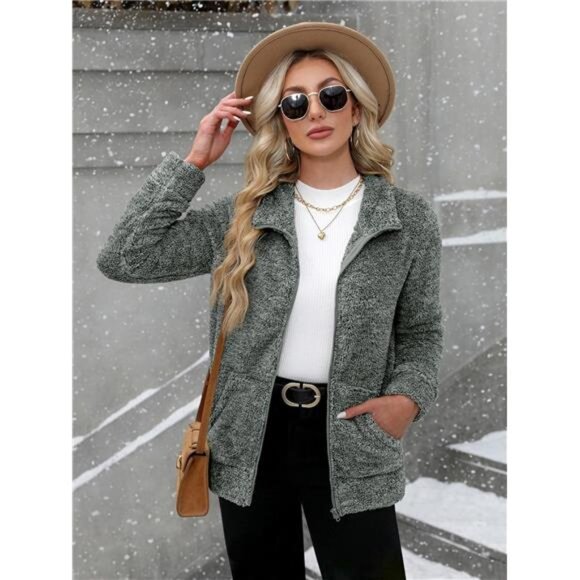 Women's Long Sleeve Full Zip Soft Warm Fleece Jacket - Picture 2 of 7